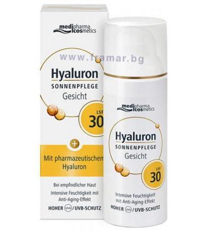 ФАРМА ХИАЛУРОН АНТИ - ЕЙДЖ КРЕМ С ВИСОК СЛЪНЦЕЗАЩИТЕН ФАКТОР SPF 30 И ФАРМАЦЕВТИЧЕН КЛАС ХИАЛУРОНОВА КИСЕЛИНА ЗА ЛИЦЕ, ШИЯ И ДЕКОЛТЕ 50 мл