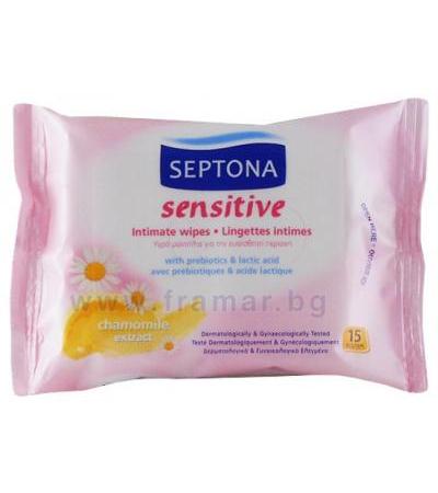 СЕПТОНА СЕНЗИТИВ ИНТИМНИ МОКРИ КЪРПИ С ЕКСТРАКТ ОТ ЛАЙКА * 15