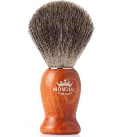МОНДИАЛ ЧЕТКА ЗА БРЪСНЕНЕ GREY BADGER С ЕСТЕСТВЕН КОСЪМ ОТ СИВ ЯЗОВЕЦ С ДЪРВЕНА ДРЪЖКА В ЦВЯТ ЧЕРЕША размер S